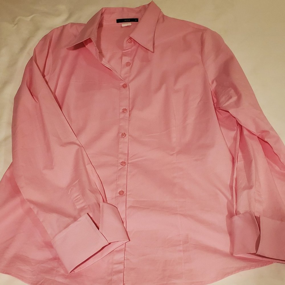 NWOT Pink Button Down Blouse with Stretch